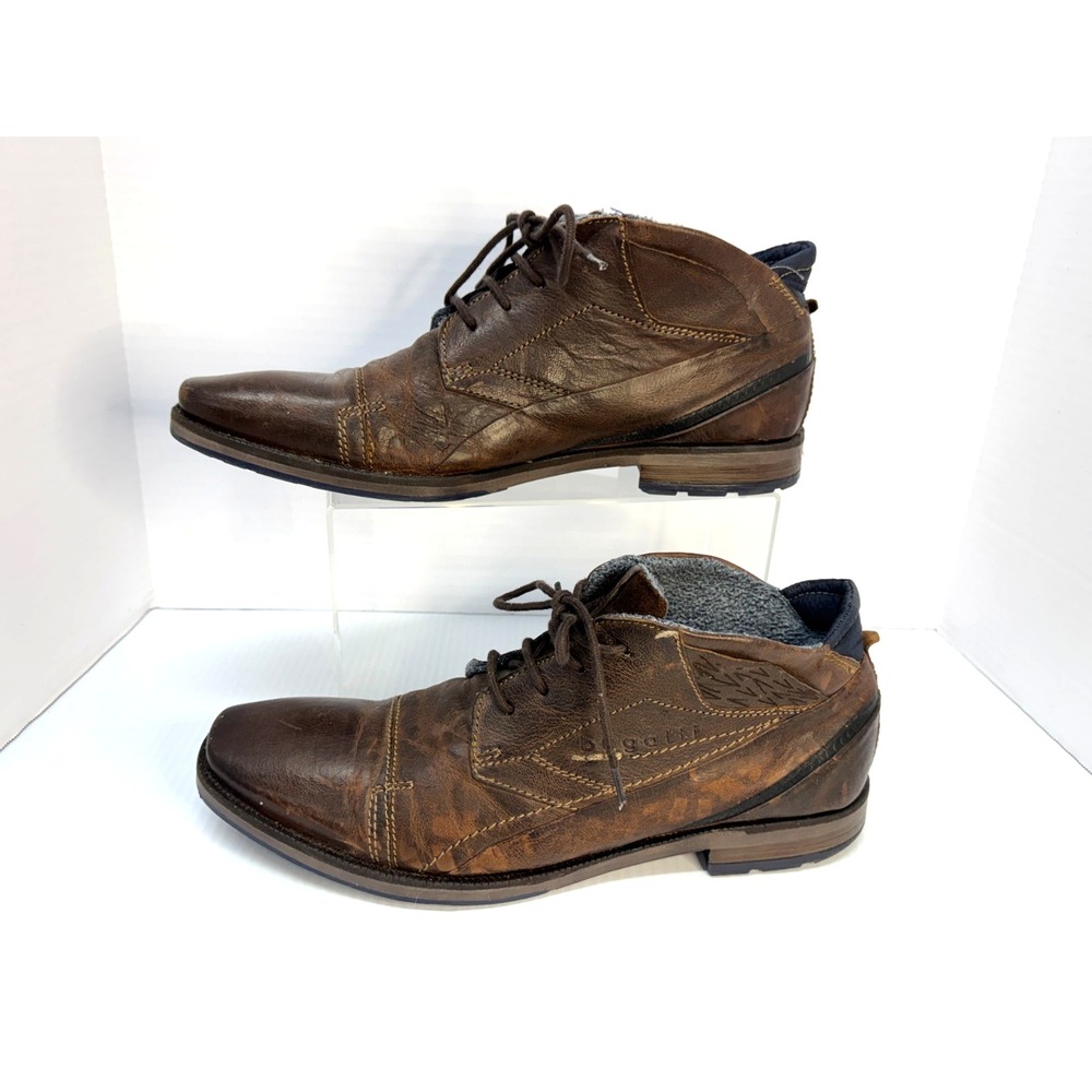 Bugatti Ankle Boots Brown Leather Lace Up Men's Size EU 46 US 13